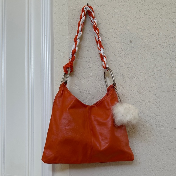 Pulicati Handbags - Pulicati Vibrant Orange Leather Shoulder Bag